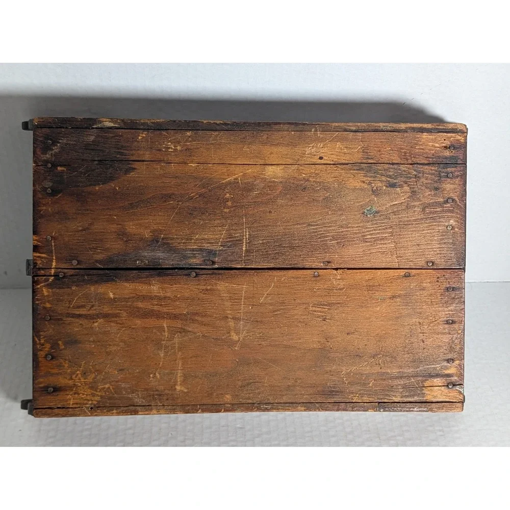 Antique/Vintage Hand-Carved Wooden Double Compartment Box